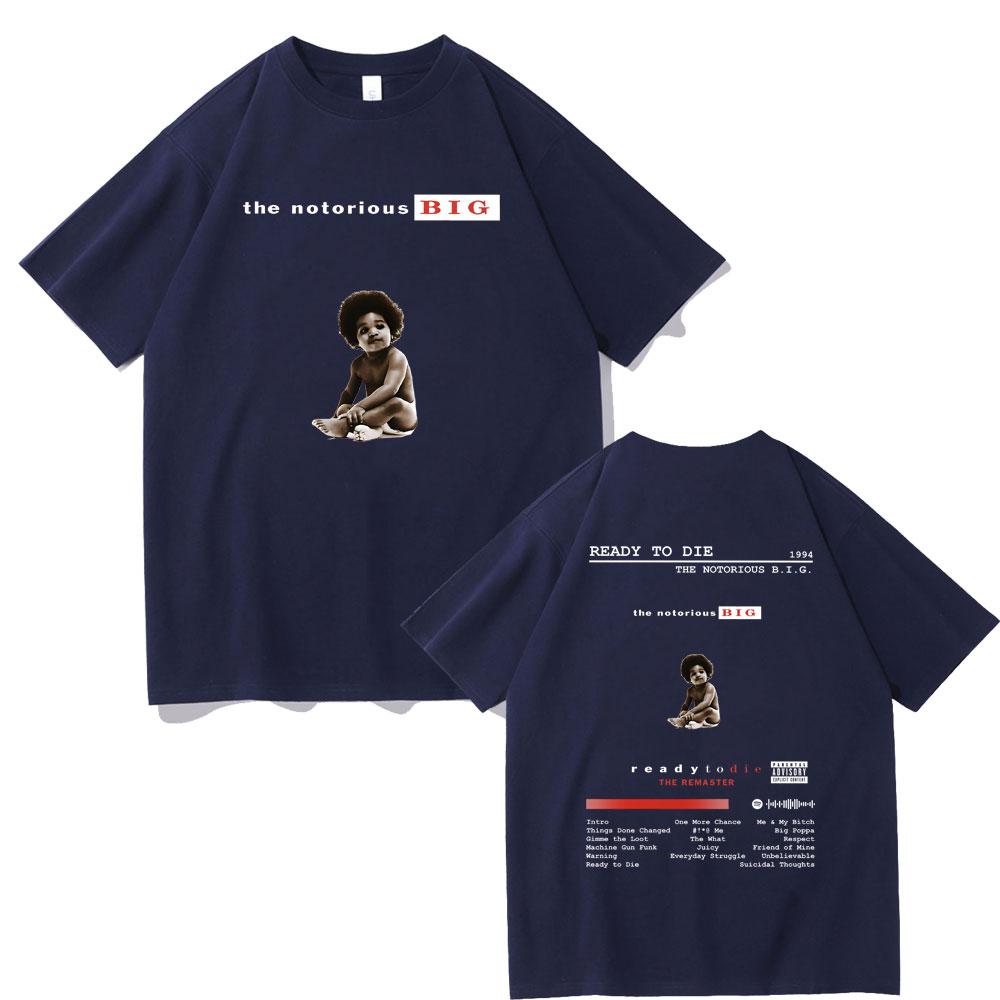 The Notorious Big Double Sided Print T Shirt Rapper Biggie Smalls Ready To Die Hip Hop Oversized T-shirts Men's Vintage Tshirt