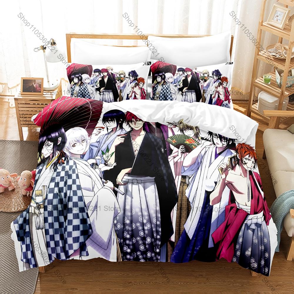Cool Mikoto Suoh Flame Homra Group Character Collage Poster Duvet Cover Set For K Project Anime Collectors