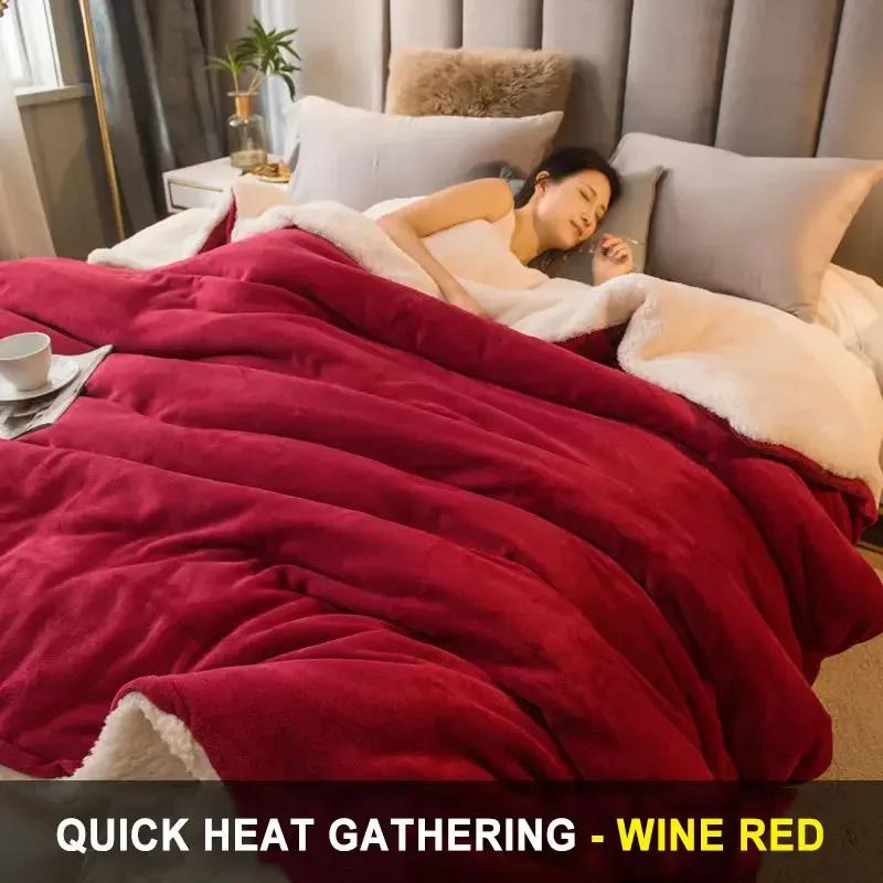 Wool Throw Blanket Keep Warm Winter Bed Blankets Double Sided Queen Duvet Cover Camping Double Bed Cover Bedspread On the Bed