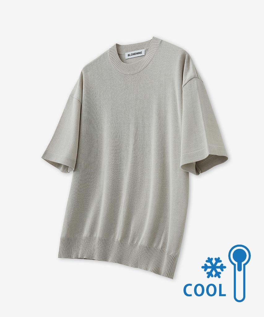 BLOND9 Cool Essential Round Neck Short Sleeve Knit_Sand