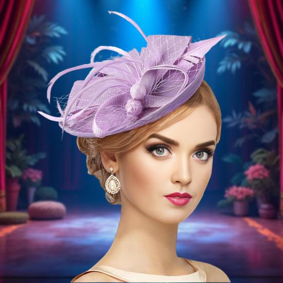 Topper Hat Retro Style Imitation Linen Women Headwear Bows Feathers Mesh Accents Fascinator Hat Hair Accessory