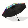 1pc Heart Mandala Automatic Folding Umbrella, Portable & Foldable Design with 8 Ribs, Casual Outdoor Accessory yy250805054