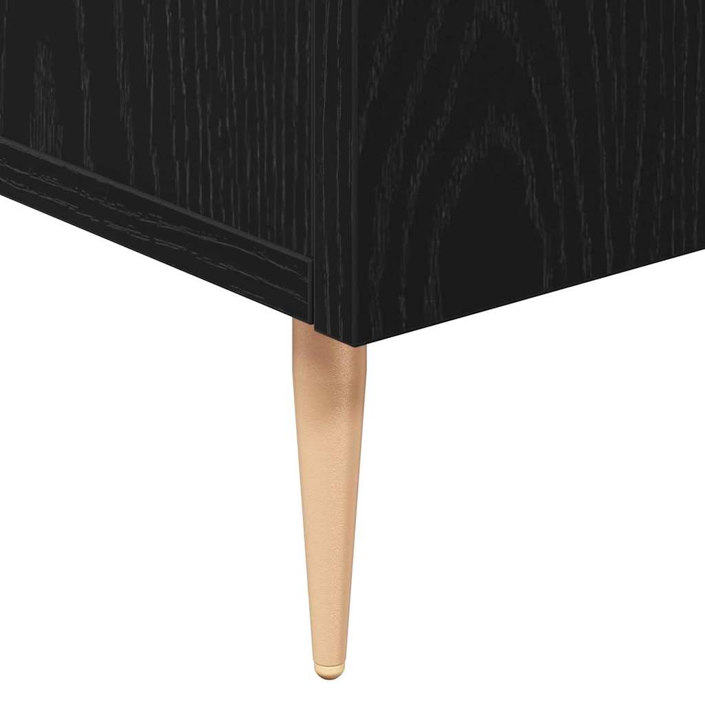 Sideboard Black Oak Effect 90 X 34 X 80 Cm Engineered Wood