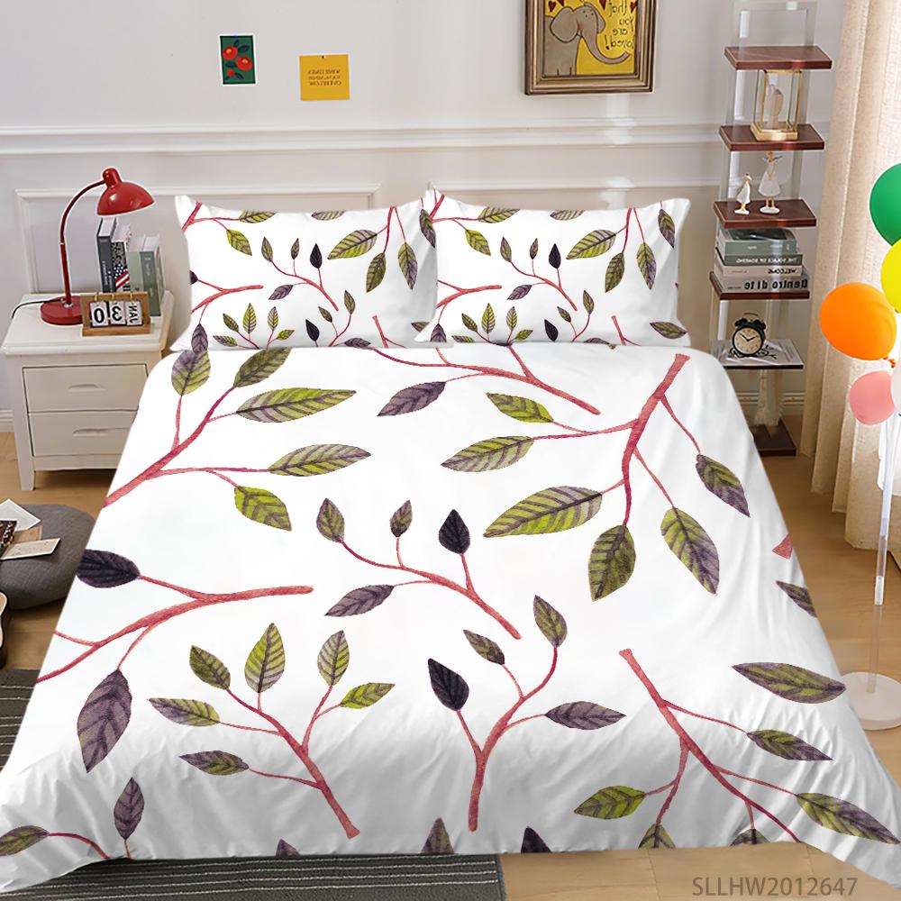 3D-Farbmuster bedruckte Bettwäsche, Einzelbett, Doppelbett, volle Größe, Vintage-Blumenmuster, Kissenbezug und Bettbezug, 2 oder 3 bequeme Heimdekoration