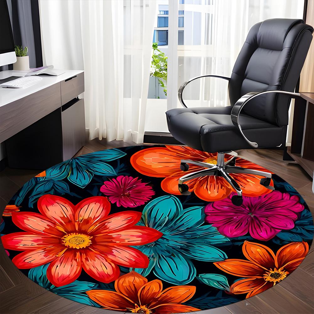 1PC Floral Pattern Chair Carpet for Office, Indoor Non-Slip Washable Carpet, Soft Comfortable Mat For Office Room yy250930322