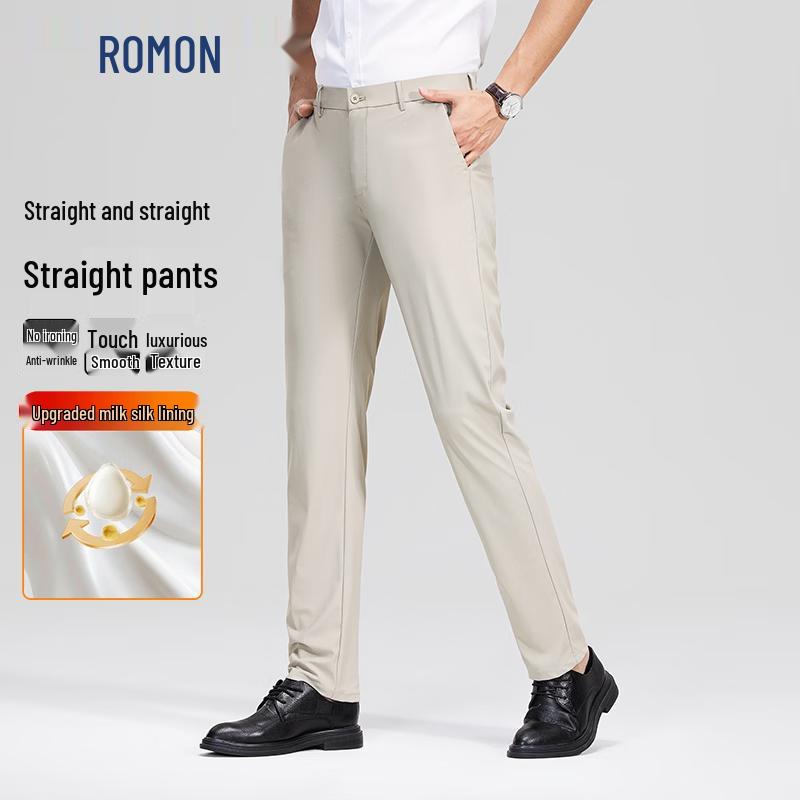 Romon Men's Lightweight Business Casual Stretch Trousers