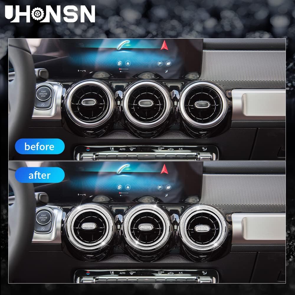 UHONSN 15 sztuk Akcesoria Mercedes Benz Błyszcząca Przednia Wentylacja Pokrywa Dekoracyjna Pani Wnętrze Słodka Naklejka Kalkomania Stop Cynku Srebrny