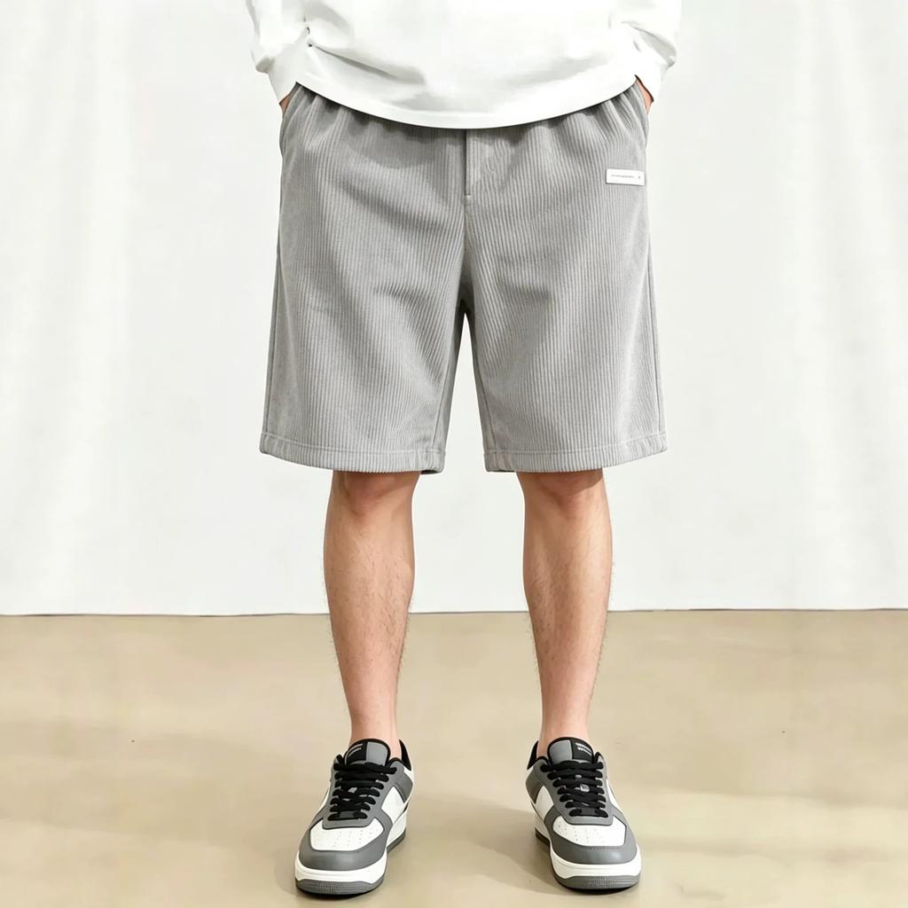 Summer new men's corduroy shorts Japanese loose straight five-point pants casual versatile outer sweatpants