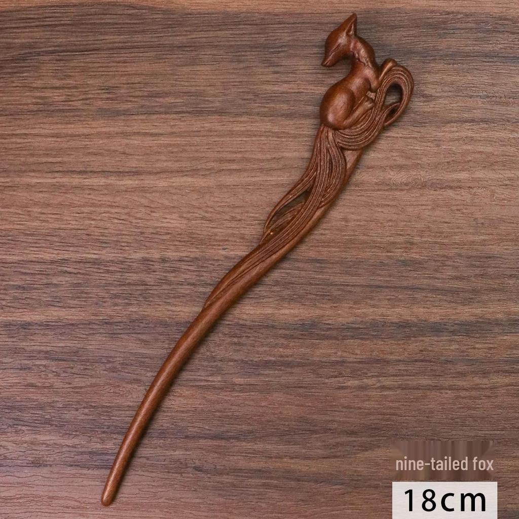 Sandalwood Handmade Animal Hairpin - Chinese Style, Portable & Curly Hair Design