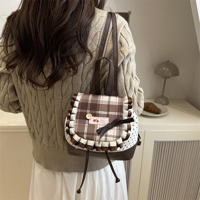 Fashionable Campus Backpack With Soft Structure And Embroidery Details For Teens