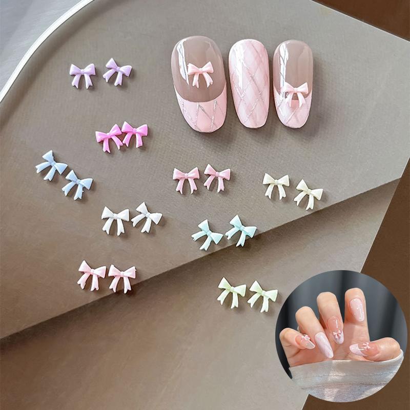 50Pcs Mixed Mini Bow Nail Art Charms 3D Bowknot Tie Parts Nail Art Decoration Ribbon Nail Accessories For Diy Manicure Salon