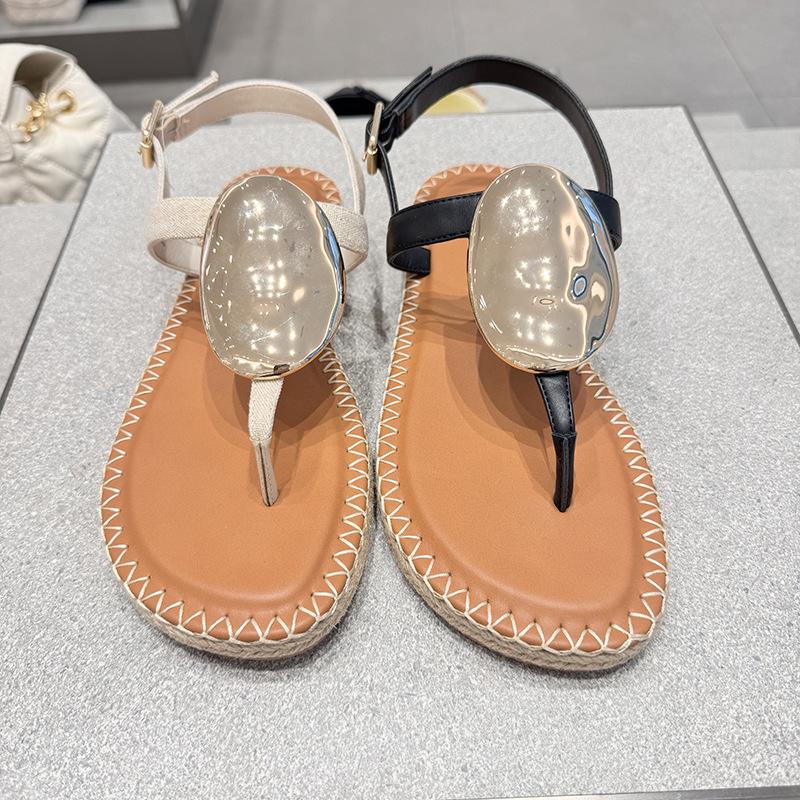 Mode 2025 Neue Damen Sandalen Sommer Strand Flip Flops Dicke Sohle Seil Gewebte Flache Schuhe Frau Gladiator Sandalen Mujer Lässige Flats