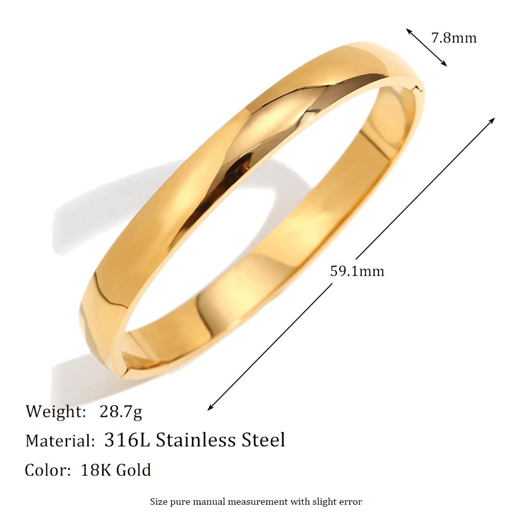 MamacitaSlay 4mm 5mm 6mm 8mm Gold Plated Silver Color titanium bangles Bracelets Daily trendy women's stainless steel jewelry