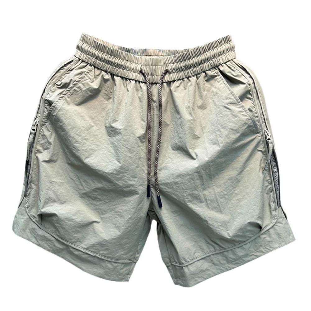 Summer Thin Shorts Elastic Waist Adjustable Drawstring Cargo Shorts Quick Drying Uniform Color Everyday Wear Shorts with Pockets B Practical Use