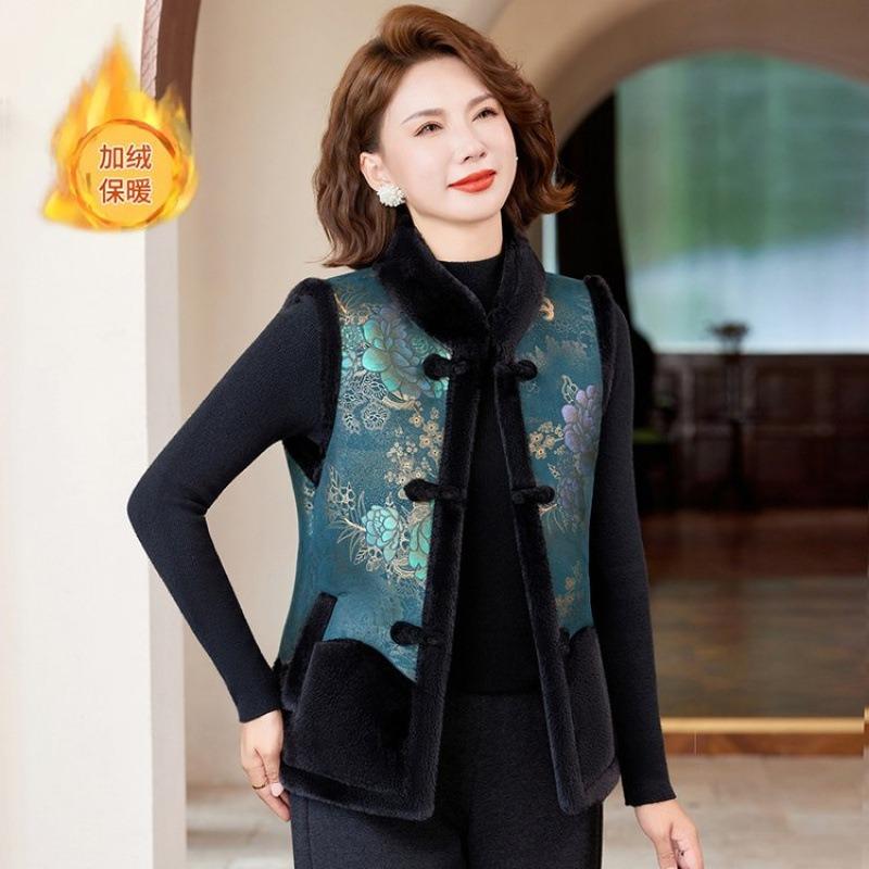 

Женский новый жилет флис осень и зима утолщенный женский жилет куртка 5XL [recommended 150-80kg] зелёный