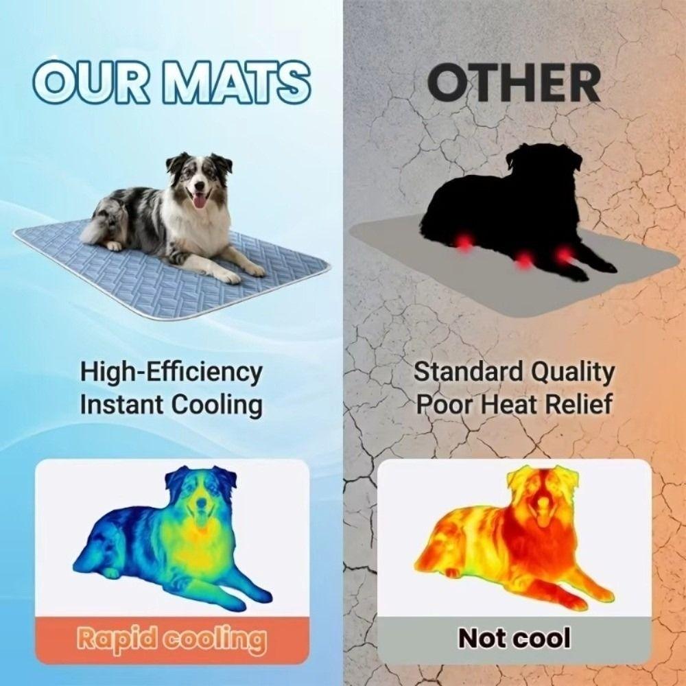 Summer Dog Cooling Mat Ice Slicky Fiber Fabric Cat Sleeping Pad For Puppies And Adult Dogs