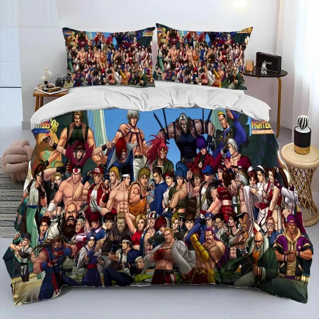 Game King Of Fighters Retro Bedding Set Boys Girls Twin Queen Size Duvet Cover Pillowcase Bed Kids Adult Home Textileextile Tool