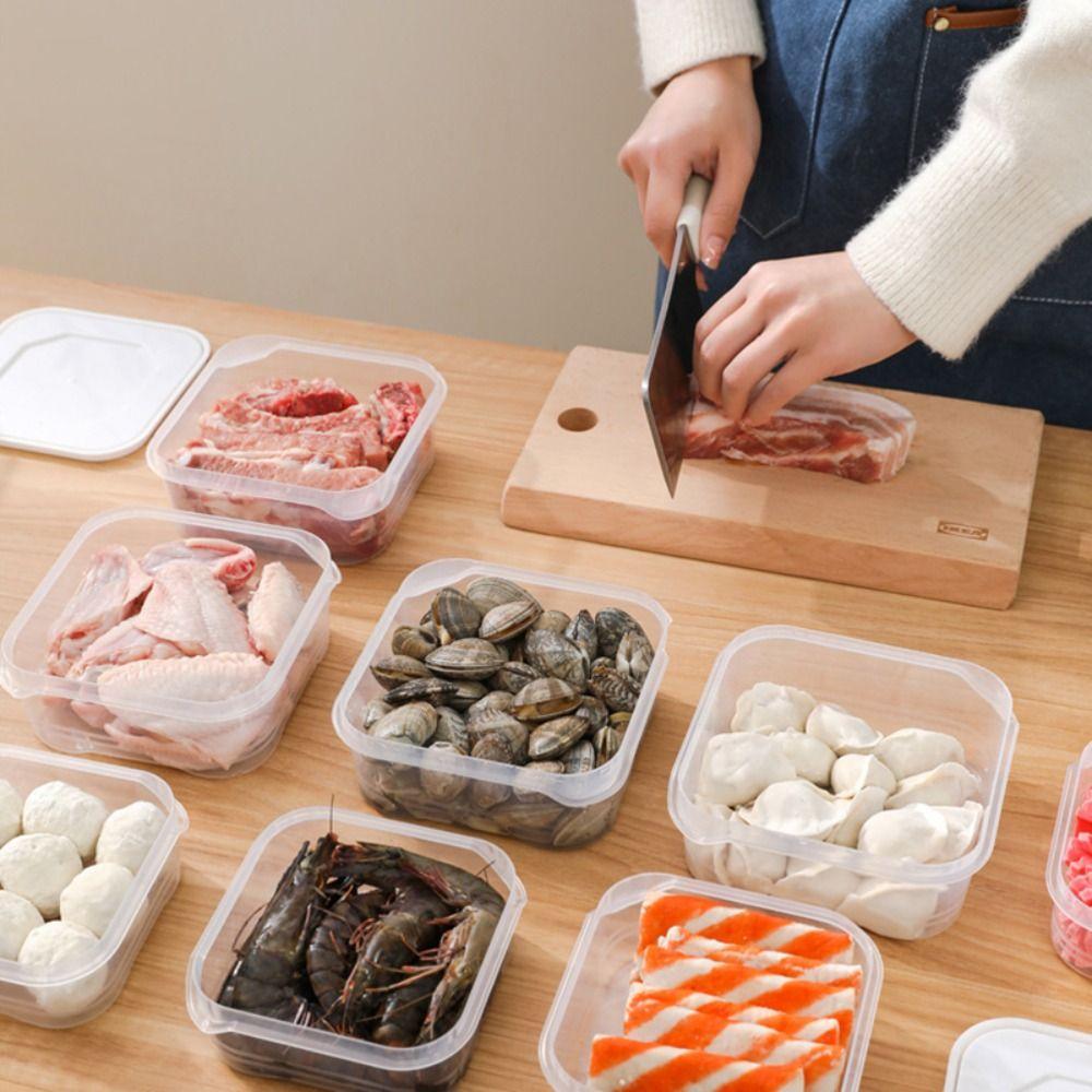 Simple Plastic Fresh-keeping Box Easy Seal Transparent Food Dispensers Box Microwavable Food Grade Fridge Organizer Kitchen