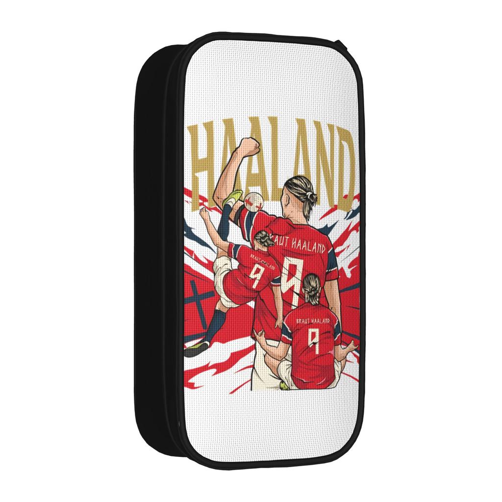 Fun Erling Haaland Cartoon Pencil Cases Norway Pencil Pouch Pen Kids Big Capacity Pencil Bags Office Gifts Stationery