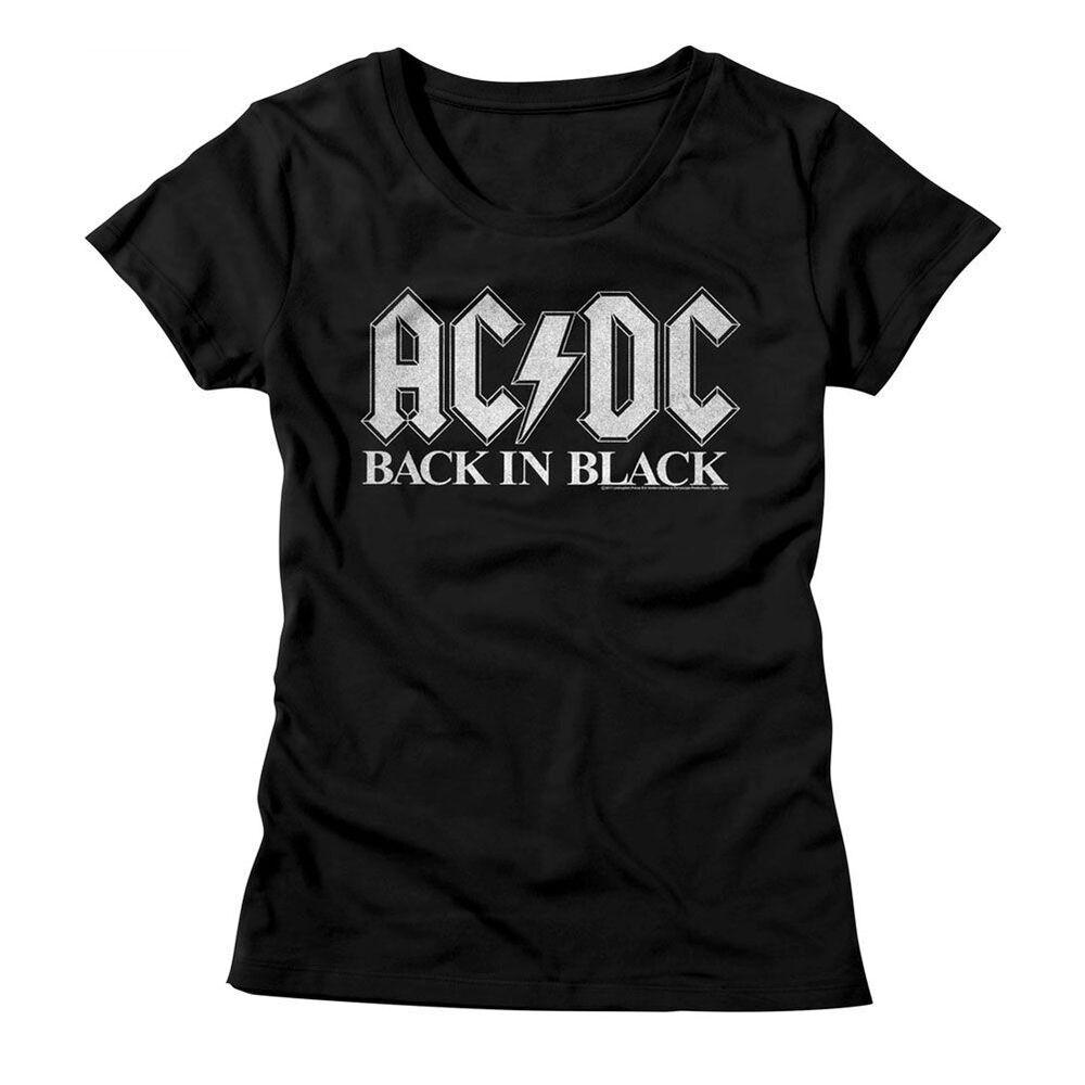 Ladies AC/DC Back In Black Black Rock and Roll Music Band T-Shirt