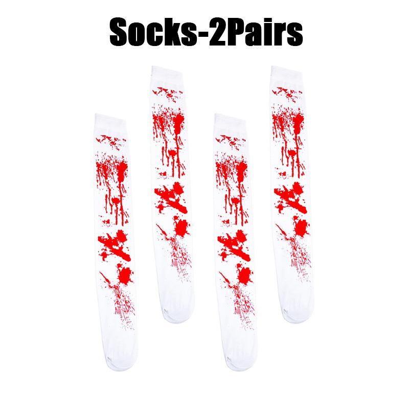 Halloween Cosplay Nurse Costume Socks Bloody High Stockings Women Stockings Blood Stained High Socks Halloween Over Knee Socks