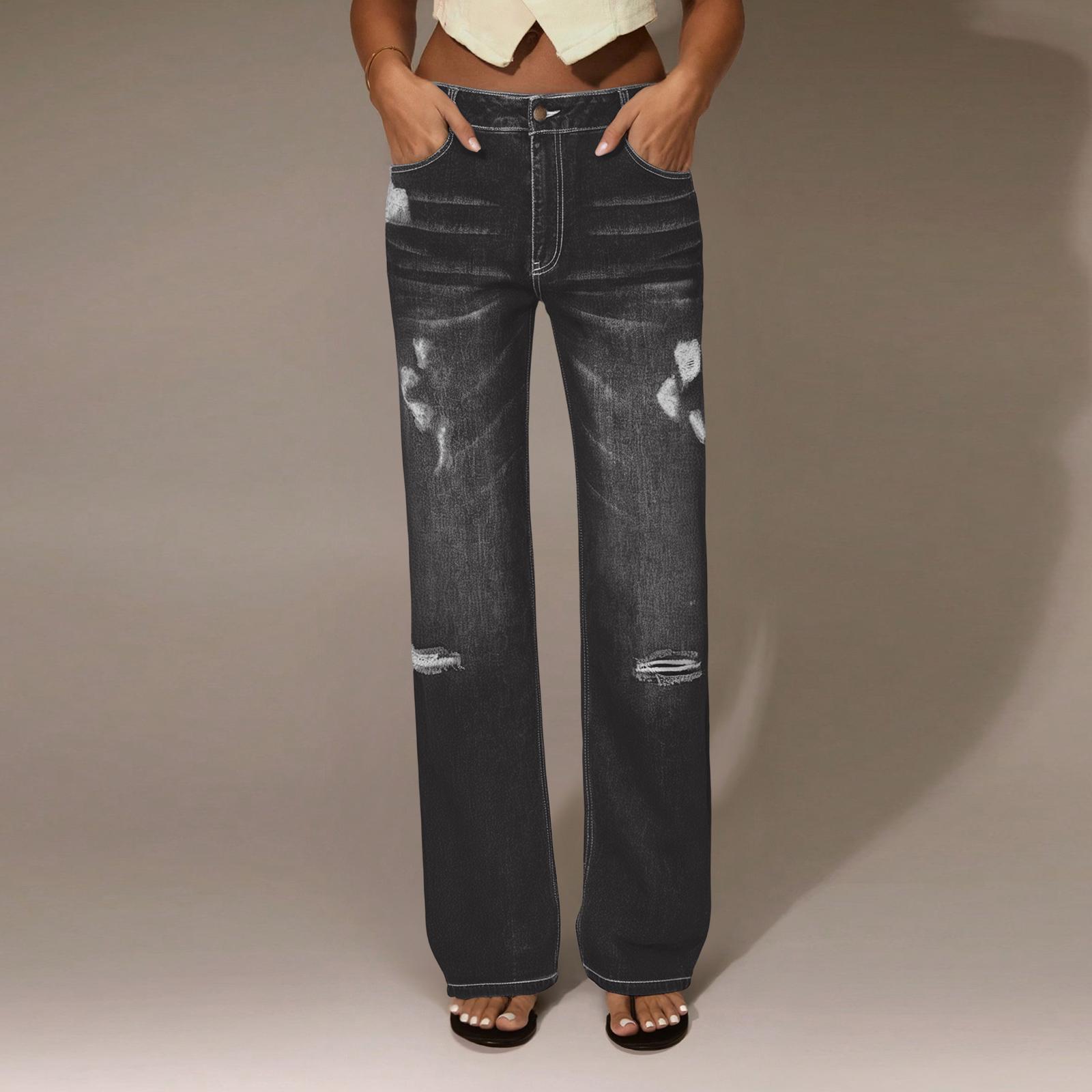 

Женские джинсы с высокой посадкой, прямые, свободные, кружевные, стрейч, легкие, модные L