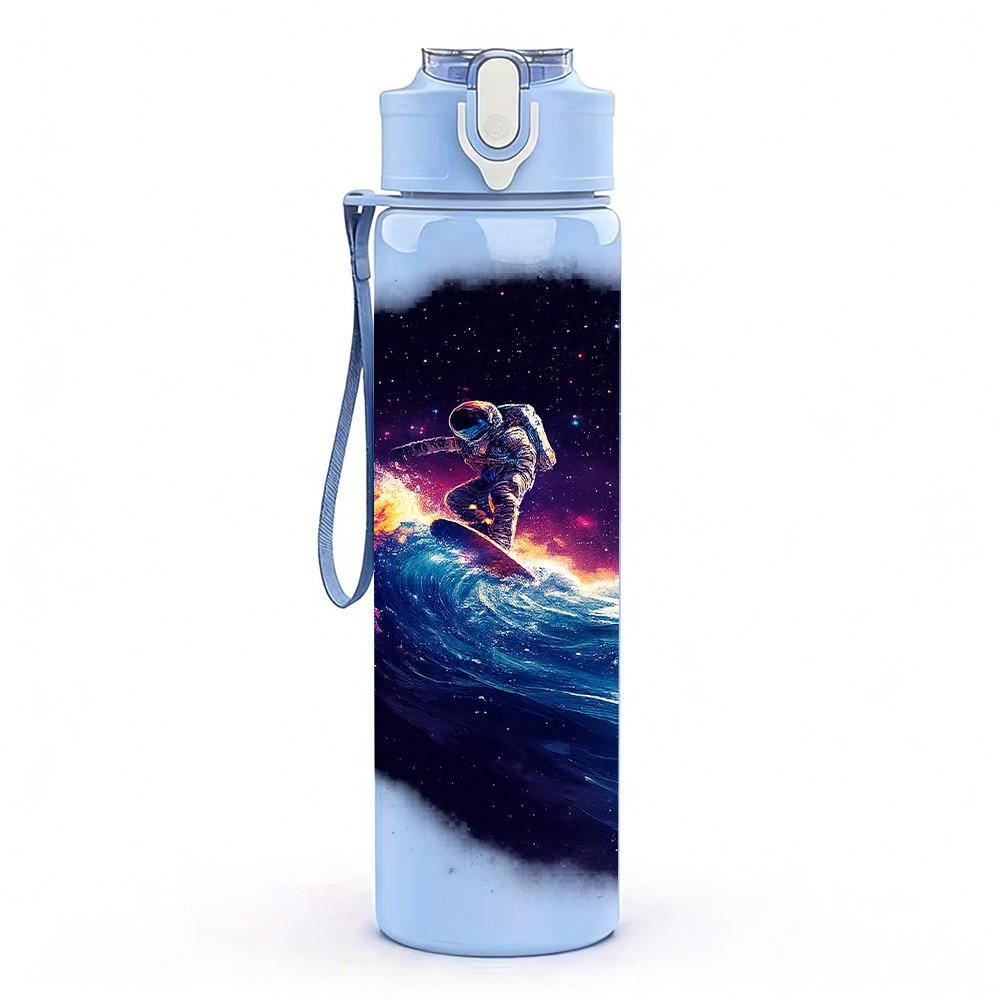 1PC Galaxy Nebula Space Cosmic Print 750ml Color Plastic Sports Water Bottle Leakproof Flip Straw Lid Suitable for Sports Office Home Use