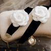 Elegant Camellia Choker Necklace Bracelet White Flower Collar Necklace Vintage Velvet Choker Bracelet Fashion Jewelry