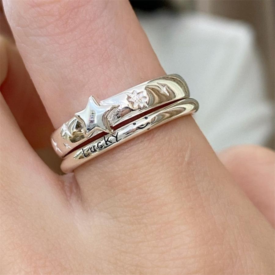Korean S Smiley Face Star Ring Female Retro Simple Open Ring