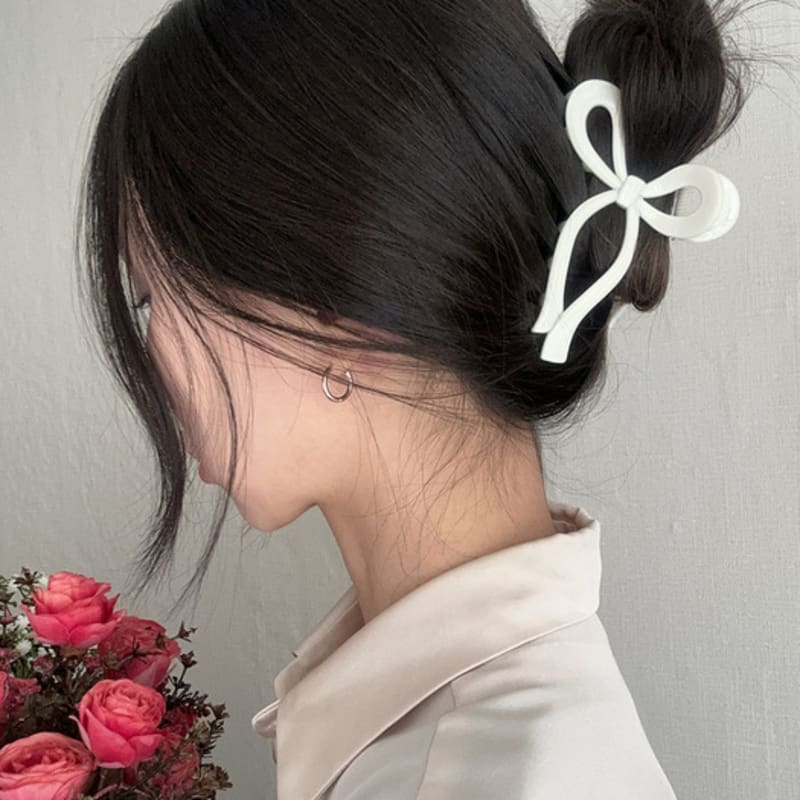 

mosxe Flow ribbon hair clip (2color) ivory