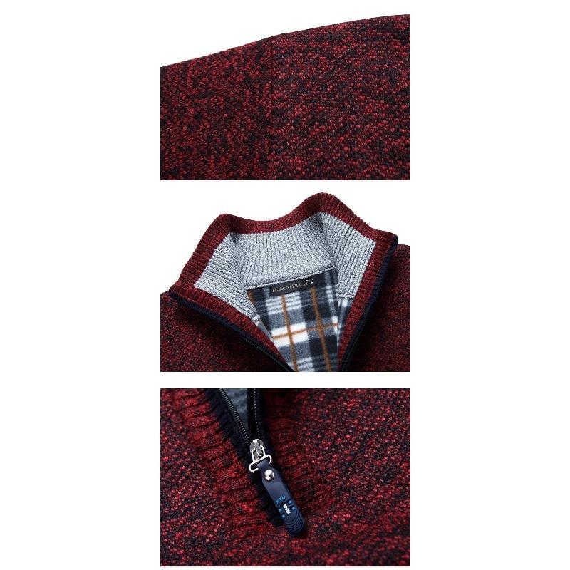 Men's Fleece Thicker Sweater Half Zipper Turtleneck Warm Pullover Male Slim Knitted Wool Sweaters for Spring
