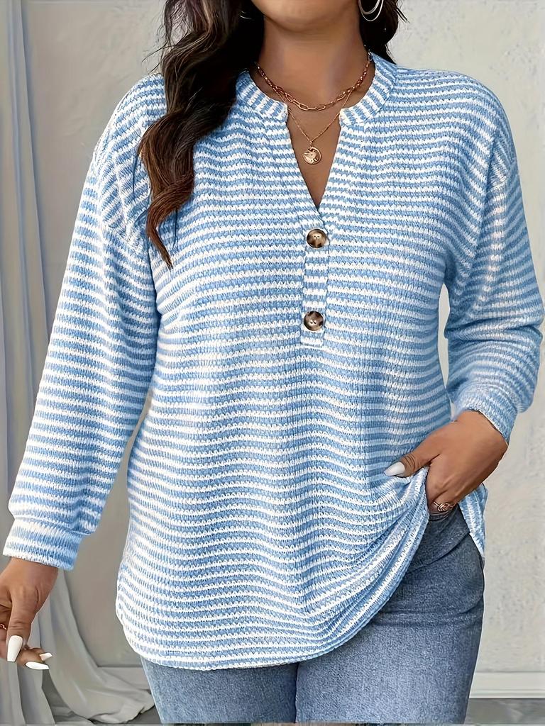 2025 New Pineapple Plaid Button T-shirt: Striped Casual Plus Size Women's Fashion
