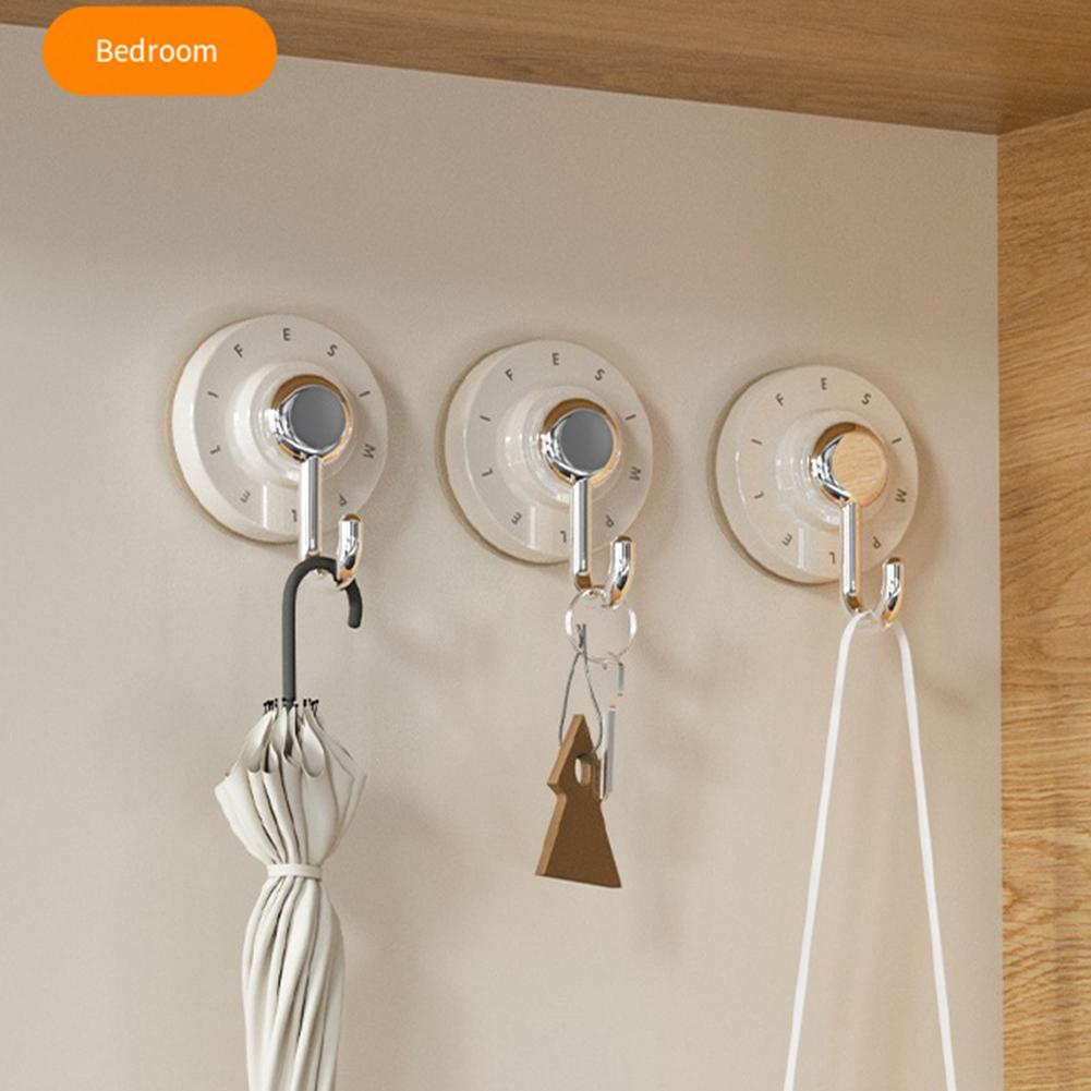 2Pcs Suction Cup Hooks Waterproof Rotary Adsorption Hook Kitchen Bathroom Wall Hanger Towel Clothes Storage Holder Organization