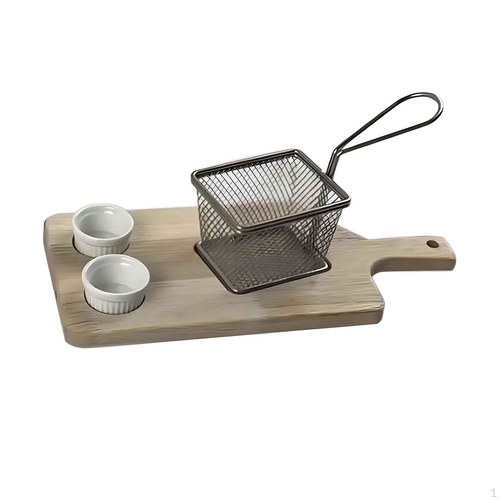 

Chip Dipping Serving Basket Cheese Appetizer Platter Party Supplies French Fries Wood Style B