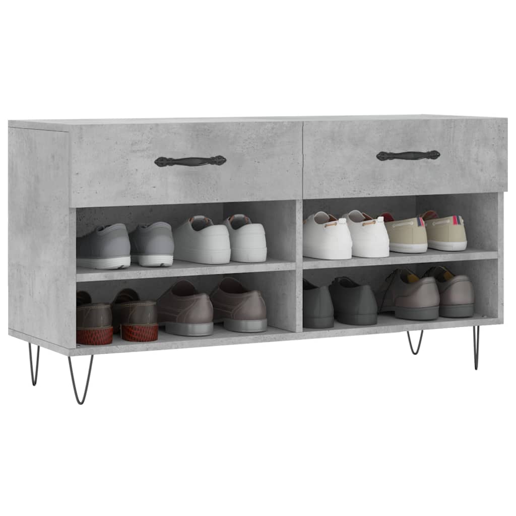 Vidaxl Bench With Shoe Storage, Concrete Grey, 102X35X55 Cm