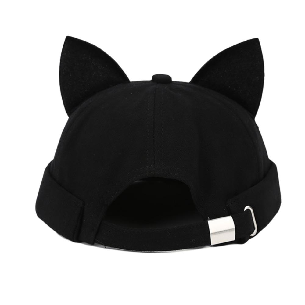 Leopard Print Cat Ears Brimless Hat Adjustable Beanie Hat Cute Melon Docker Cap  Outdoor