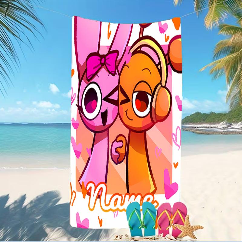 Customizable personalized beach towels Game Sprunki themed designs.Suitable for the beach, yoga, sports;ideal as beach accessories