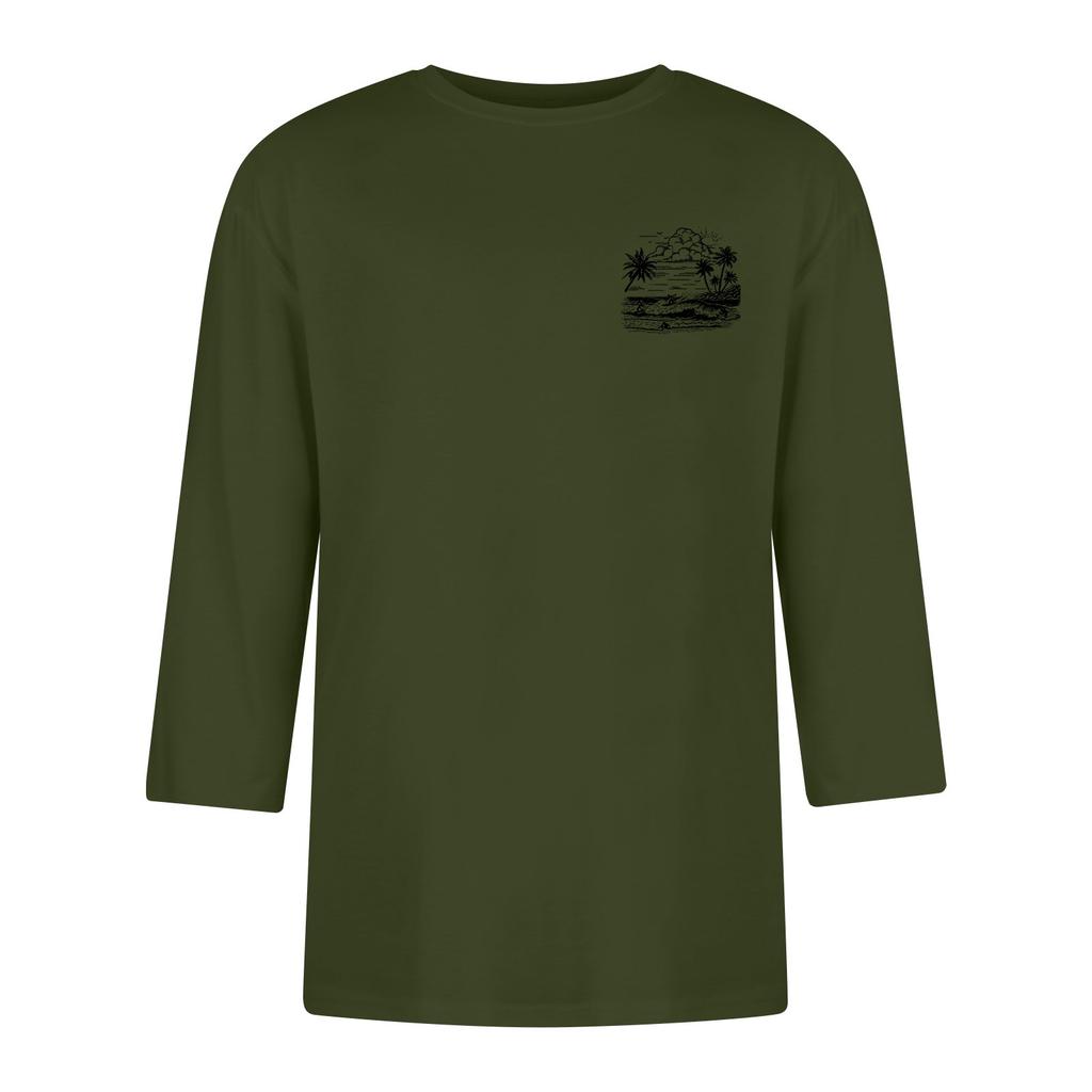 Herren-T-Shirt mit Rundhalsausschnitt, Dreiviertelärmeln, lässiges modisches Oberteil