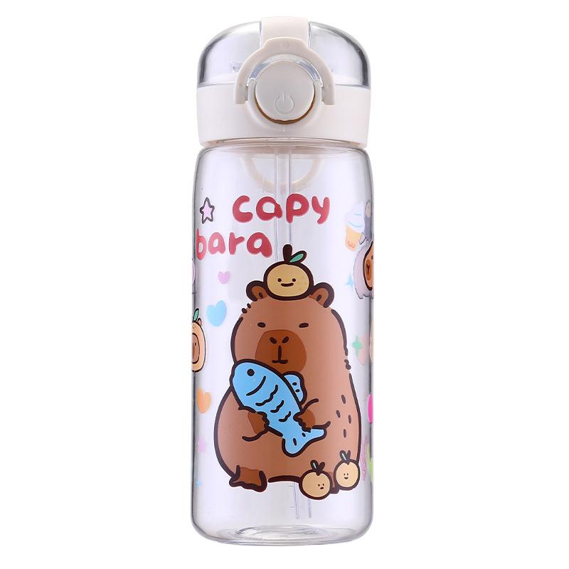 1Pcs Capybara Cartoon 400ml Portable Large-capacity Water Bottle Sport Fitness Straw Cups Outdoor Tableware Christmas Gifts