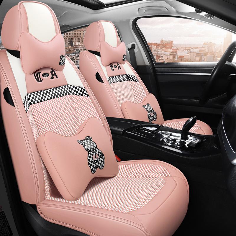 Bestune Cartoon Car Seat Cushion: Universal Leather-Linen Wrap for All Seasons