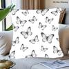 2D Flat Printing 1pc Modern Fashion Pillowcase Gray And White Butterflies, Pillow Core Not Included, Suitable for Balcony Sofa, Bedroom And Living Roo