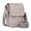 Bolso Bandolera de Cuero Vintage para Mujer Bolso para Teléfono para Mujer Correa Ancha Ajustable Bolso de Mano Compartimentos Múltiples con Cremallera Cartera