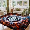 Manchester City Design Crystal Velvet Rug Soft Decorative Mat for Bedroom Entrance