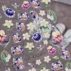 5D Embossed Violet Iris Flower Nail Sticker Purple Floral Sliders Sunflower For Nail Art Manicure Decoration