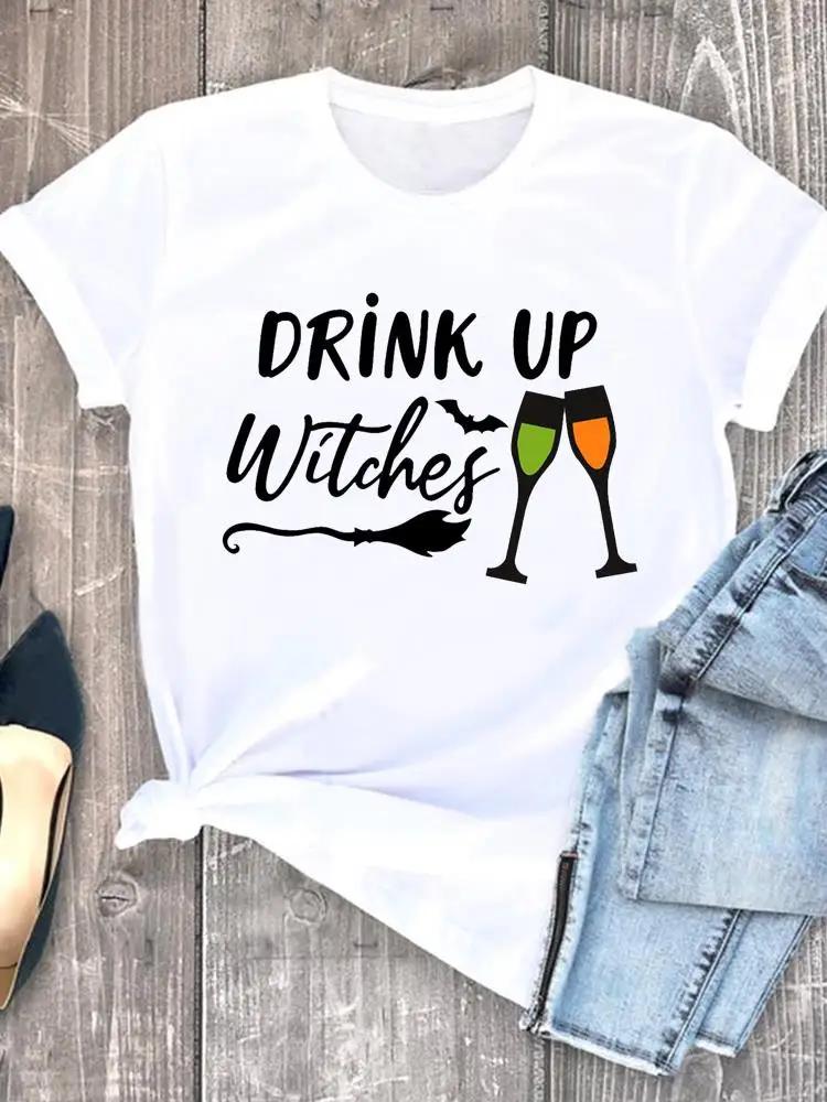 Witch Style Cute 90s Fall Autumn Style Halloween Thanksgiving Tees Ladies Clothing Clothes T Women Graphic Print Tshirts