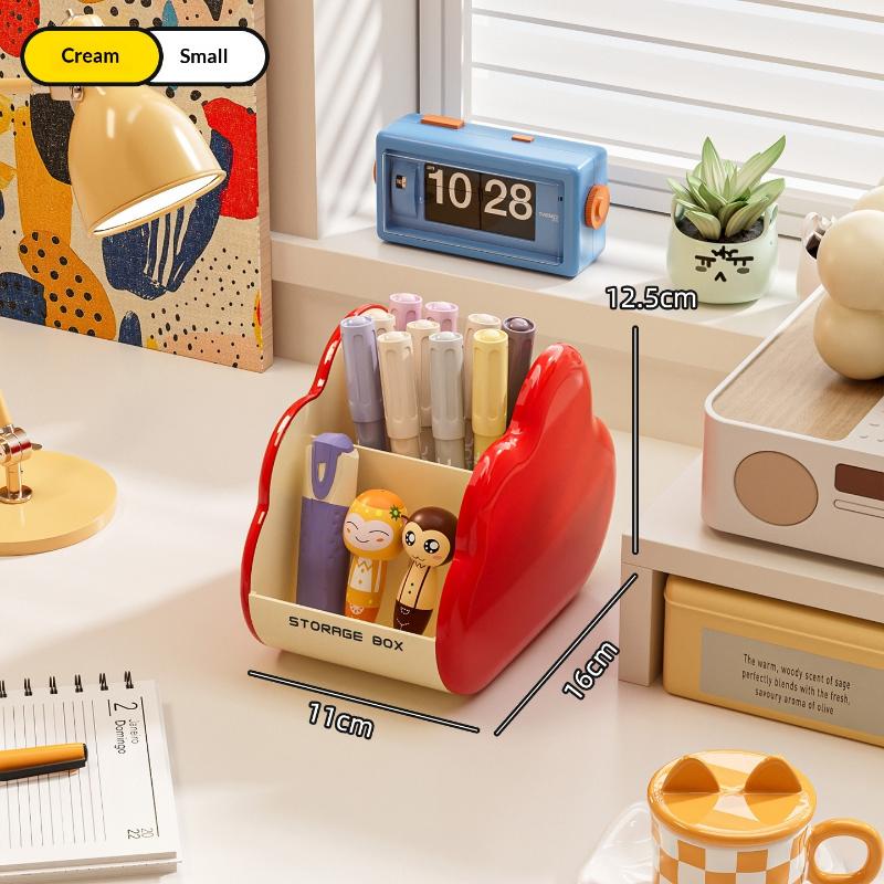 

{Summer2} Portable Plastic Desktop Storage Box Student Desk Stationery Sorting Storage Rack Makeup Storage Box