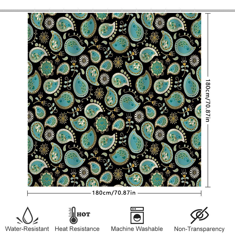 Unframed Bathroom Curtain Floral Vintage Paisley Print Waterproof Shower Curtain Sets Home Decor