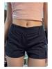 Women's Navy Blue Elastic Waist Cargo Shorts - Summer Fitness Hot Pants