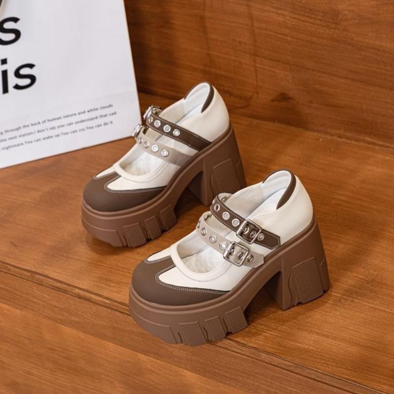 Fashion Mary Jane Small Shoes Elevating 11 Cm Muffin Platform Thick Heels for Women Small Princess Loafers Shoes  platform shoes