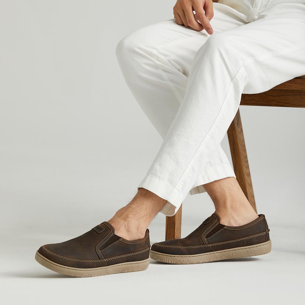 Clarks Hodson Series Top Layer Cowhide Fashion Breathable Comfortable Versatile Casual Shoes Men sneaker Brown 261721587
